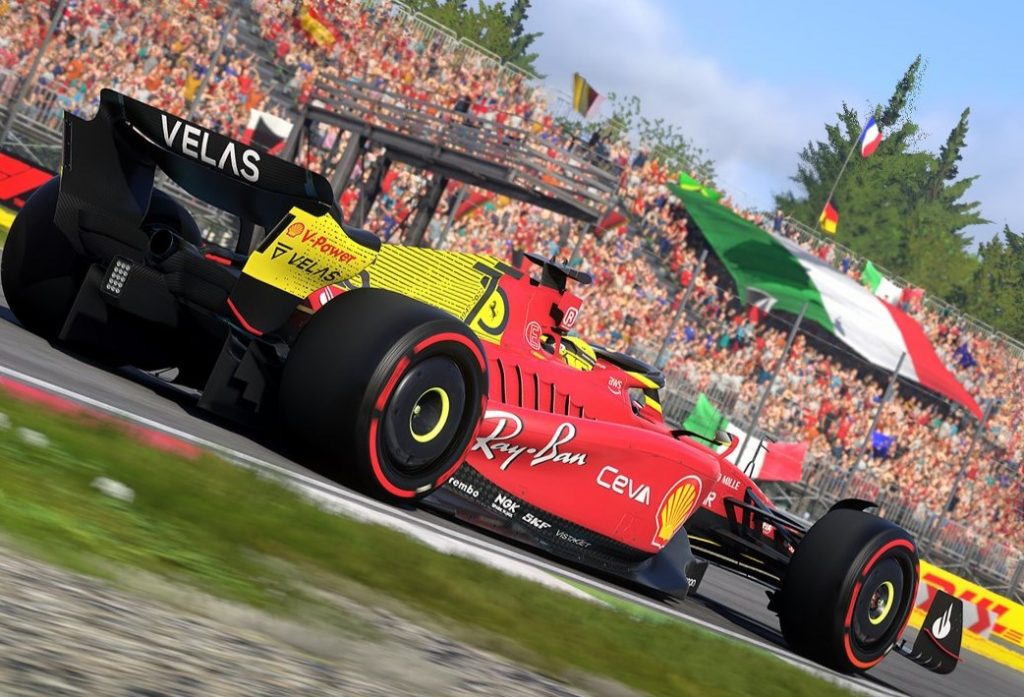 La nuova Ferrari F1-75 gialla arriva anche su F1 22