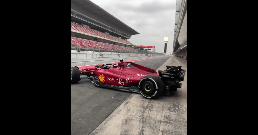 Arthur Leclerc in Ferrari, in pista con la F1-75.