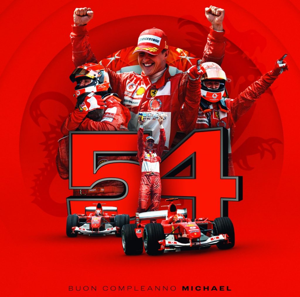 Ferrari con Michael Schumacher: “Con te per il tuo compleanno, oggi e tutti i giorni”.